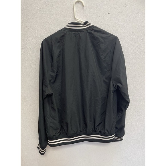 Black Bomber Jacket Men's Size M Lightweight Zip Up Streetwear Minimal H&M Style - Picture 4 of 4